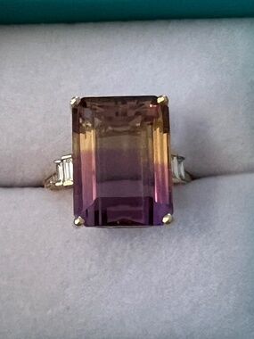 NEW IN BOX Effy Ametrine 14K Yellow Gold & Diamond Ring